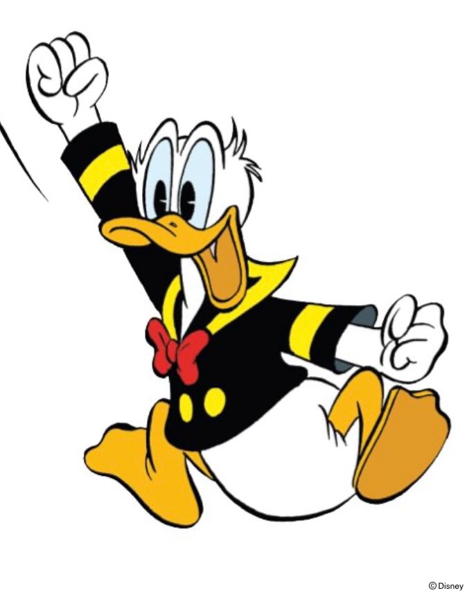 Donald hopper av glede.