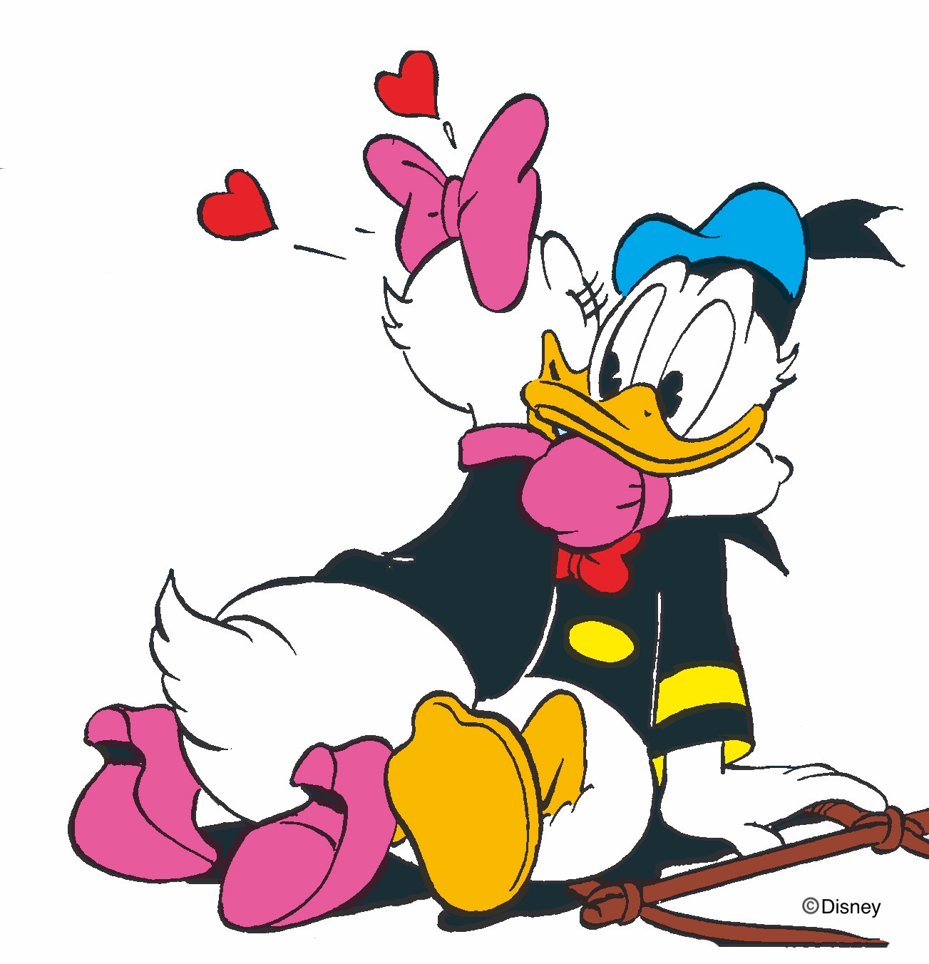 Donald og Dolly klemmer.